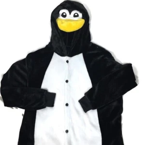 Adult Penguin Plush Costume Suit One Piece Warm Pajama Costume Large - Picture 1 of 9