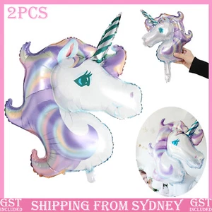 2pcs Unicorn Large Purple Foil Helium Balloon Children Birthday Party Decor AU - Picture 1 of 8