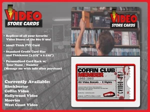 Coffin Video *Personalized* Video Store Membership Card - 30mil PVC Card - Picture 1 of 6