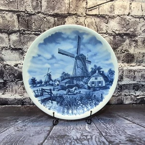 Vintage Delft Blue Windmill Farm hand painted Made in Holland - Imagen 1 de 4