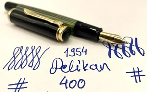 MINT 1954 PELIKAN 400 GREEN STRIATED Fountain Pen- 14k M Flexy Nib- Restored - Picture 1 of 22