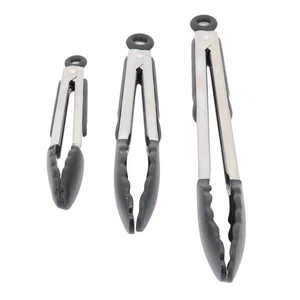 Oster Baldwyn 3 Piece Stainless Steel Kitchen Tongs Set in Black - Picture 1 of 1