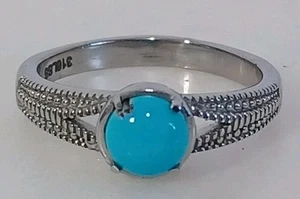 Women's Ring 7 Sleeping Beauty Turquoise Solitaire In Stainless Steel 0.85 Ctw - Picture 1 of 4