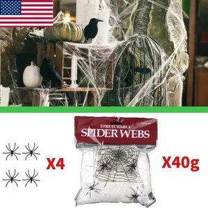 Telarañas fluorescentes de Halloween para interiores y exteriores herramienta de correas de araña espeluznantes - Imagen 1 de 7