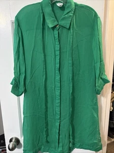 Trina Turk Sheer Green Button-up Swim Cover-Up Large - Picture 1 of 3