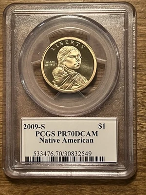 2009-S Sacagawea Native Dollar PCGS PR70DCAM – Philip N. Diehl Signed Label - Image 1 of 4