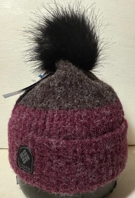 Columbia Unisex Winter Blur Pom (Removable) Beanie Cinder/Marionberry One Size - Image 1 of 4