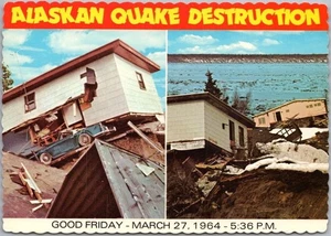 1964 ALASKAN EARTHQUAKE Disaster 4x6 Postcard Two Disaster Scenes "Good Friday" - Picture 1 of 2