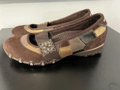 Zapatos sin cordones Skechers para mujer talla 8,5 motociclistas marrón dorado correa 46296 Foto 1 de 4