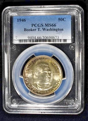 1946 50c Silver Booker T Washington Half-dollar MS 66 PCGS # 30694673 + Bonus - Image 1 of 4