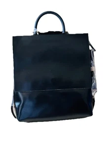 NEU Design Damen Rucksack poliertes schwarzes Leder groß Reise Arbeit Schultasche Neu mit Etikett - Bild 1 von 12