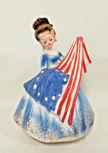 Vintage Josef Originals Betsy Ross Music Box Figurine with American Flag - Picture 1 of 15