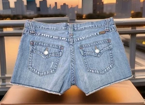London Jeans Premium Collection Jean Shorts Womans Size 8 Raw Hem Distressed G3 - Picture 1 of 11