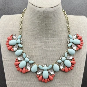 Banana Republic Statement Necklace Bib Gold Tone Crystal Cluster Floral Jewelry - Picture 1 of 9