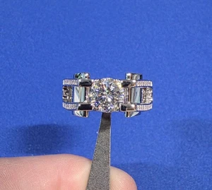 2 kt D Farbe VVS1 Moissanit Herrenring 925 Sterlingsilber Größe 10 kostenloser Versand - Bild 1 von 7