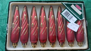 Vintage Dazzlers Glass Red Gold Hanging Icicle Christmas Tree Decorations Boxed - Picture 1 of 3