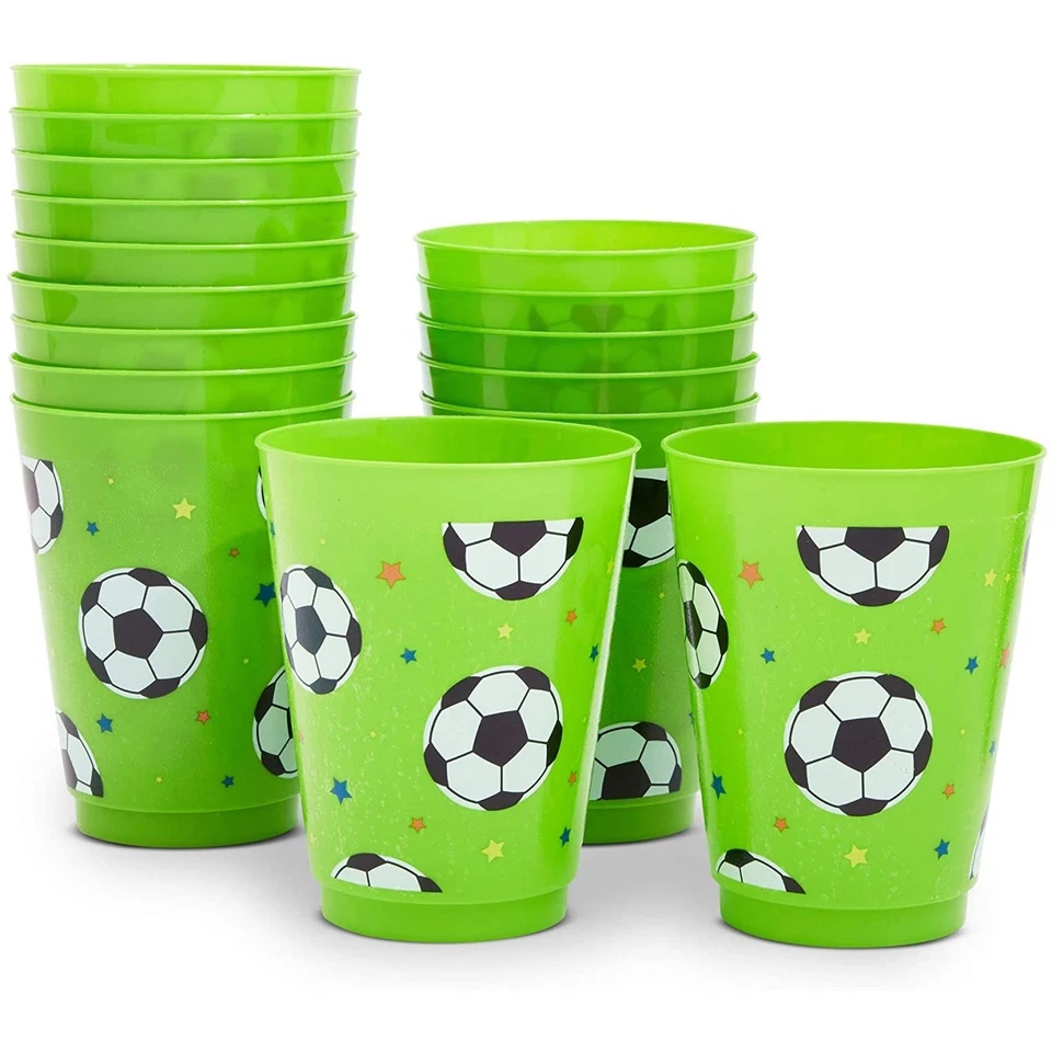 16x Tazas de Plástico Reutilizables de Fútbol para Niños Fiesta de Cumpleaños Fiestas Suministros, Verde Foto 1 de 4