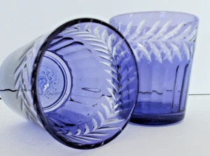Pair of Blue Bell Cobalt Blue 4 oz Juice Glasses Not Dishwasher Safe - Picture 1 of 5