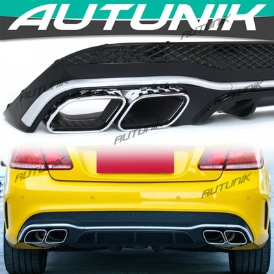Rear Diffuser Silver Tips for Mercedes-Benz E350 E400 2014-2017 AMG Bumper Only Foto 1 de 4