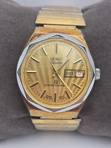 Seiko Electra Mechanical Wind “Swiss Parts,” 36mm Gold Tone Date Dial  - Foto 1 di 9