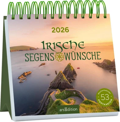 ARSEDITION GMBH Postkartenkalender Irische Segenswünsche 2026 Kalender Spiralaufsteller 108 S.