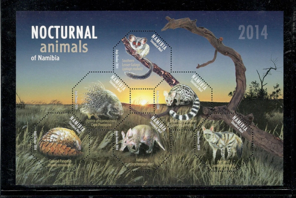 NAMIBIA - NOCTURNAL ANIMALS - SOUVENIR SHEET #1280 - MNH - YR 2014 - Image 1 of 1