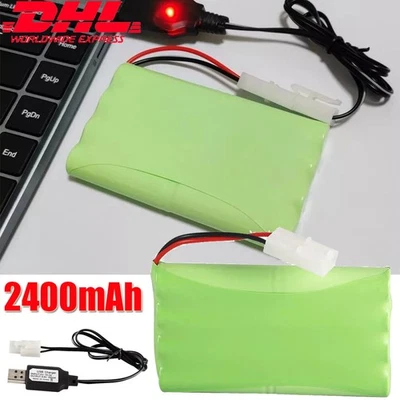 9,6V NiMH Akku 2400mAh Pack Tamiya Stecker mit USB-Ladegerät für RC Auto Drone - - Bild 1 von 4