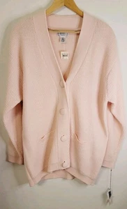 VTG Jennifer Moore Cardigan Extra Large Sweater Cable Knit Pink Button-Up NWT - Picture 1 of 5