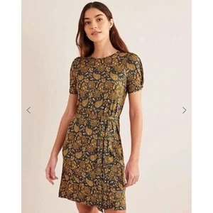 BODEN knot detail jersey dress, self tie belt (detachable), paisley print, A15 - Picture 1 of 7