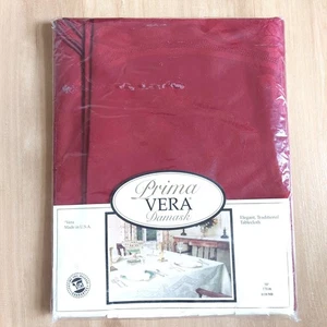 Vintage Prima Vera Damast Rot Tischdecke 70" Rund NEU in Verpackung - Bild 1 von 4