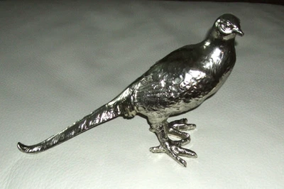 Skulptur - Silber Fasan - 32 cm x 18 cm - Tischdekoration aus Nachlassauflösung - Bild 1 von 4