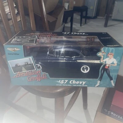 American Graffiti - 1957 57 Chevy blue 2-door Bel Air 1:18 scale ERTL diecast - Image 1 of 4