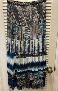 Chicos Silk Blend Crinkle Skirt Sz 0/Small Maxi Flowy Boho Hippie Elastic Waist - Picture 1 of 6