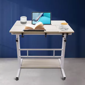 Rolling Laptop Computer Stand Table Cart Homes Desk Adjustable Angle + Height - Picture 1 of 24