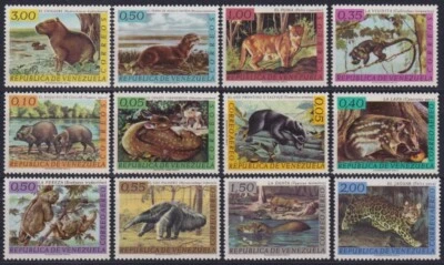 F-EX55831 VENEZUELA MNH 1963 FAUNA JAGUAR DANTA OSO PALMERO NUTRIA PUMA +45€. - Image 1 of 2