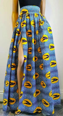 AZENITH  African Print Full Length / Maxi Skirt 100 % Wax Cotton Handmade UK - Image 1 of 4