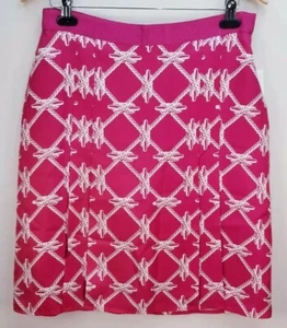 Falda de seda forrada VINEYARD VINES, para mujer talla 4, roja, patrón de nudo, plisada, NUEVA - Imagen 1 de 12