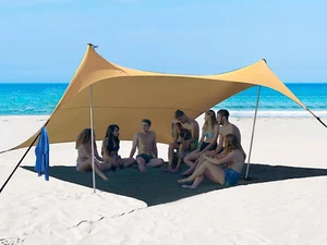 10×10Ft UPF50+ Beach Tent Sun Shelter, Windproof Stable Outdoor Pop up Beach Sha - Picture 1 of 12