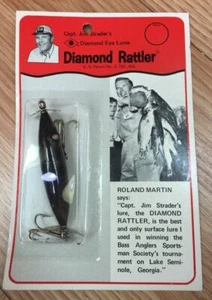 Vintage Diamond Rattler Jim Strader Angelköder 3 Zoll schwarz **NOS** - Bild 1 von 2
