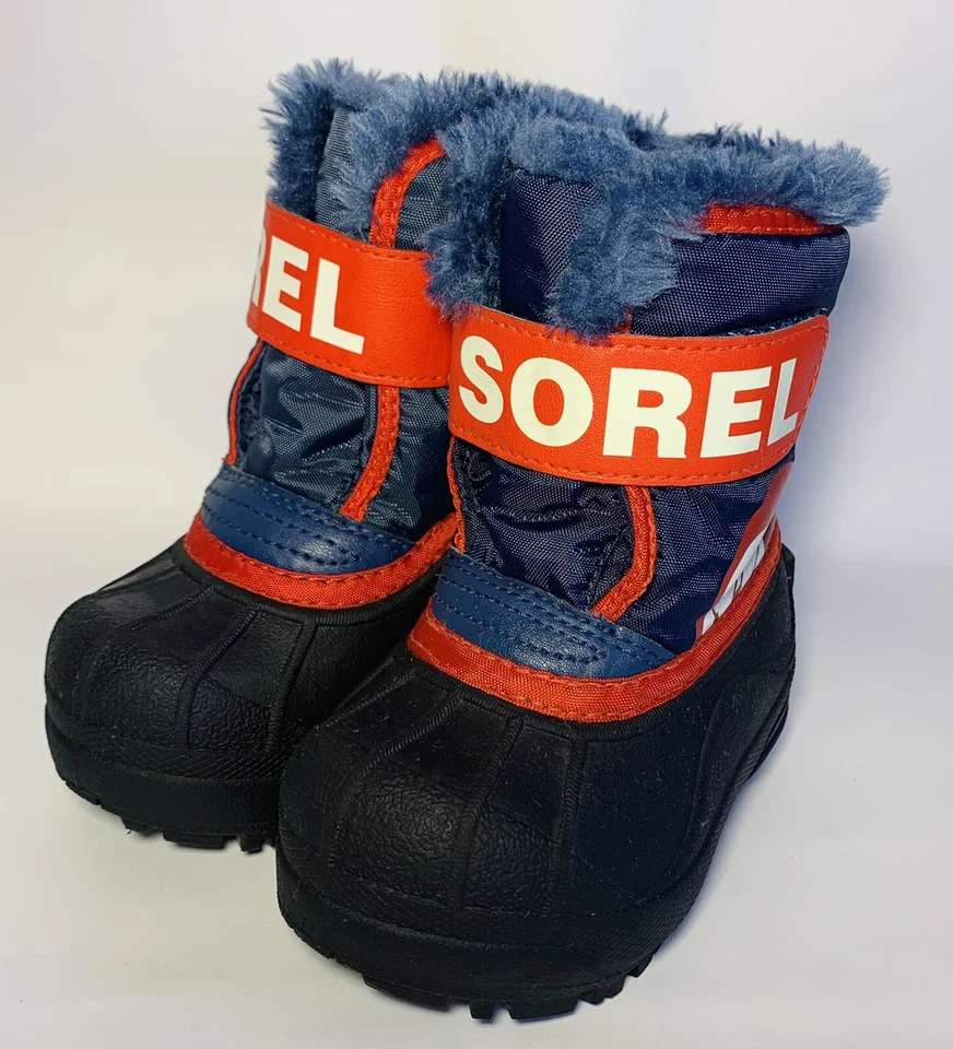 Botas impermeables de invierno Sorel Commander para niños pequeños talla 5 negras azules rojas nieve usadas en excelente estado Foto 1 de 4