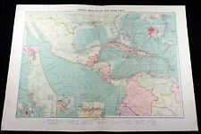 Antique Line Route Map Central American Ocean Liner West Indies 1905