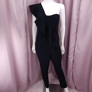 Mono formal mediano para mujer Venus negro con un hombro con volantes y espalda - Imagen 1 de 6