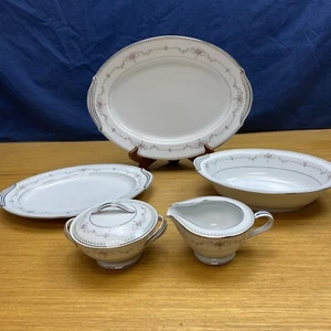 5 Pcs Noritake 6102 Fairmont (2) Platters, Serving Bowl, Creamer & Sugar Bowl - Picture 1 of 13