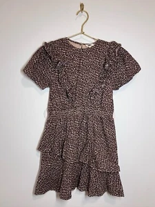 EverAfter Girls Leopard Animal Print Mini Short dress Ruffle Size 12 - Picture 1 of 8