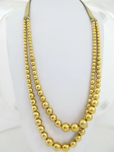 NEU Michael Kors Halskette modern goldfarben Perlen 2-reihig Leder Schnalle - Bild 1 von 8