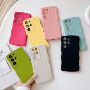 Coque souple TPU pour Samsung S25 S23 S24 FE Ultra S22 A54 Curly Wave Bumper - Photo 1 sur 19