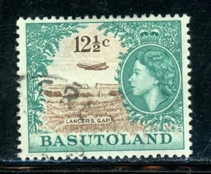 BASUTOLAND 79 SG76 Used 1962 12&1/2c QEII Defin Plane Over Lancers Gap CV$12 - Picture 1 of 1