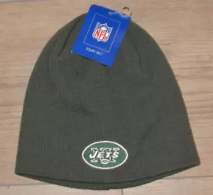 New York Jets Reebok NFL Team Green Cuffless Beanie Winter Knit hat cap Men's - Picture 1 of 2