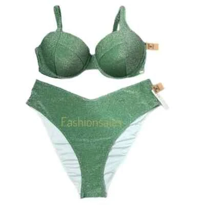 Bikini Victorias Secret Swim Shimmer Push Up acolchado superior e inferior verde XLarge Foto 1 de 3
