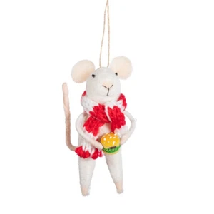 Sass & Belle Mouse Burger Scarf Felt Christmas Tree Hanging Decoration Xmas Fun - Picture 1 of 6
